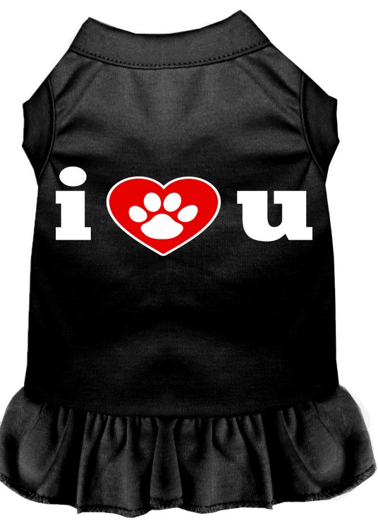 I Heart You Screen Print Dress Black XS